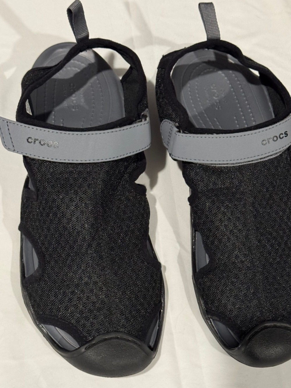 CROCS Women's Black and Gray Mesh Sport Sandals